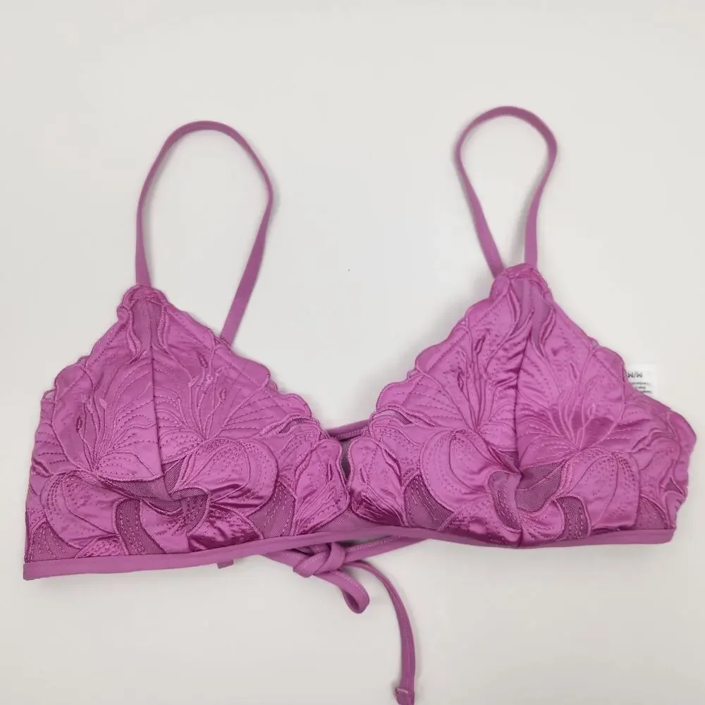 L*Space Jean Bikini Top in Rosebud Pink/Purple Floral Size Medium NWOT - Picture 2 of 5